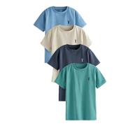 NEXT Niños Pack de 4 Camisetas de Manga Corta con Bordado de Ciervo Mineral Green/Blue 11 Años