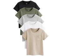 NEXT Niños Pack de 5 Camisetas de Manga Corta Negro/Gris 9 Meses-12 Meses