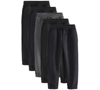 NEXT Niños Pack de 5 Pantalones de chándal básicos de Corte estándar Negro/Azul Marino/Gris 12 Años