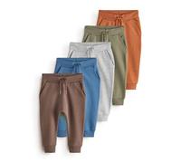 NEXT Niños Pack de 5 Pantalones de chándal de Corte Ajustado Blue/Rust Orange/Khaki Green 5 Años