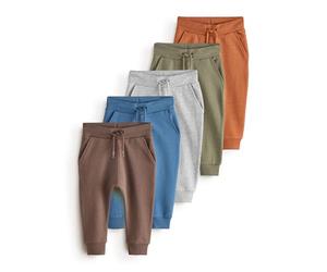 NEXT Niños Pack de 5 Pantalones de chándal de Corte Ajustado Blue/Rust Orange/Khaki Green 9 Meses-12 Meses