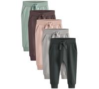 Next Niños Pack de 5 Pantalones de chándal de Corte Ajustado Verde Mineral/Crudo Crema/Gris 12 Meses