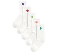 NEXT Niños Pack de 5 pares de calcetines acanalados con plantilla acolchada y alto contenido de algodón Smile Face Embroderies 19