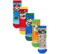 NEXT Niños Pack de 5 pares de calcetines con diseño rico en algodón con licencia de personajes Super Mario 23-25.5