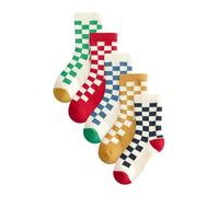 NEXT Niños Pack de 5 pares de calcetines de rizo con alto contenido de algodón Ecru Bright Checkerboard 31-36
