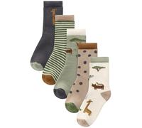 NEXT Niños Pack de 5 pares de calcetines de rizo con alto contenido de algodón Safari Animals 19-22