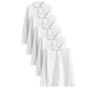 NEXT Niños Pack de 5 Polos Escolares de Manga Larga 100% algodón Blanco 13 Años