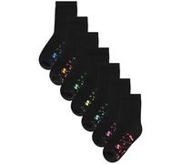 NEXT Niños Pack de 7 pares de calcetines acolchados con alto contenido en algodón Black Splat 24-28