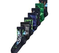 NEXT Niños Pack de 7 pares de calcetines Black/Green Drippy Gamer 31-36