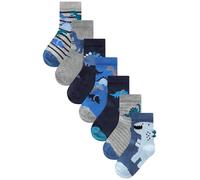 NEXT Niños Pack de 7 pares de calcetines con alto contenido de algodón Blue Dino 31-36