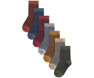 NEXT Niños Pack de 7 pares de calcetines con alto contenido de algodón Multirayas 20.5-23.5