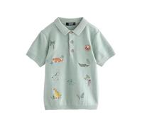 NEXT Niños Polo Tejido de Manga Corta 100% algodón con Bordado Mineral Blue 3 Años-4 Años