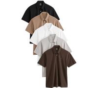 NEXT Pack de 5 Polos de Punto de Manga Corta y Corte estándar Neutro/Monocromo L