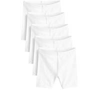 NEXT Niñas Pack de 5 Pantalones Cortos de Ciclismo elásticos y Ricos en algodón de Largo estándar Blanco 8 Años