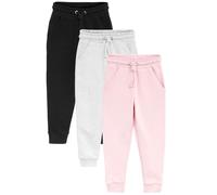 NEXT Niñas Pack de 3 Pantalones de chándal de Punto Suave y Corte Holgado Rosa/Gris/Negro 3 Años