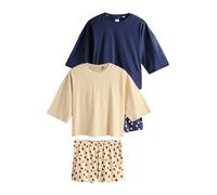 Next Pijama de pantalón corto beige / navy / berenjena / altrosa L-XL beige / navy / berenjena / altrosa