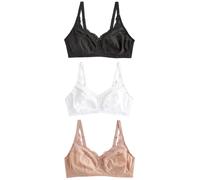 NEXT Mujeres Pack de 3 Sujetadores de Copa Completa de Encaje con sujeción Total de Ultimate Comfort Negro/Blanco/Praline Nude 75 F