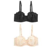 NEXT Mujeres Pack de 2 Sujetadores sin Tirantes sin Relleno en Copa DD+ Negro/Praline Nude 90 G