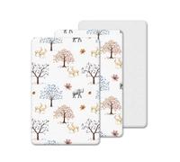 Next To Me - Juego de 3 sábanas bajeras compatibles para cuna, 100% algodón, 2 sábanas bajeras, 1 protector de colchón impermeable, transpirable, suave y antialérgica (animales y árboles, 85 x 51 cm)