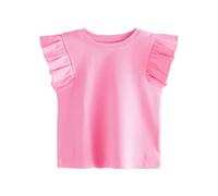 NEXT Niñas Camiseta sin Mangas acanaladas con Volantes en los Hombros Rosa 4 Años-5 Años