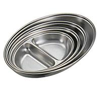 Nextday Catering Equipment Supplies nev-12762 dos división plato de banquetes, acero inoxidable, oval, 20 "
