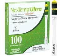 NexTemp Ultra 100 unidades - Celsius - Termómetro de un solo uso, envuelto individualmente - Precisión superior y lo último en control de infecciones - Retención de señal extendida de 1 minuto