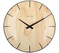 NeXtime 3249 Edge Madera Dome Reloj de Pared, Madera Clara, 35 cm