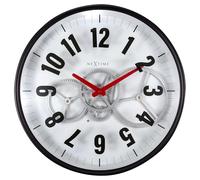 NeXtime 3259WI Modern Gear Reloj de Pared, Blanco, 36 cm