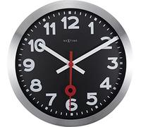 NeXtime Station Number Index Reloj de Pared, Aluminum, Negro, 35 cm