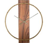 NeXtime Reloj de pared "CARL", muy silencioso, de madera y metal, marrón, 58,2 x 50,8 cm