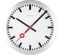 NeXtime Reloj de pared - Estación de trenes "STATION", muy silencioso, blanco, redondo, ø 35 cm