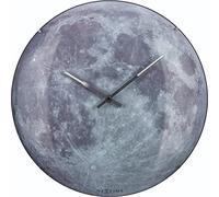 NeXtime Reloj de pared "MOON DOME", muy silencioso, luna brillante en la oscuridad, redondo, ø 35 cm