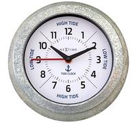 Nextime Wall Clock 22 cm-Time/Tide-Galvanized Silver/White-Metal Tide