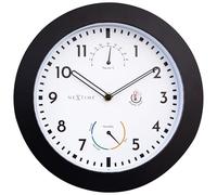 Nextime Wall Clock (Garden/Inside) 25,5 cm-Time/Temp/Humidity-Black-Plastic Daisy