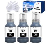 Nextpage 102 Tinta 102 Negro Compatible para Epson EcoTank ET-2700 ET-2750 ET-2751 ET-2756 ET-2850 ET-2851 ET-3750 ET-3850 ET-4750 ET-4850 ET-4856 ET-1 5000. 102 botellas de tinta negra (3 negros)