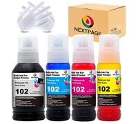 NEXTPAGE Tinta 102 para Epson EcoTank 102 compatible con Epson ET-2700 ET-2750 ET-2751 ET-2756 ET-2850 ET-2851 ET-2856 ET-3700 ET-3750 ET-3850 ET-4750 T-48500 Juego de 4 tintas para impresora ET-4856
