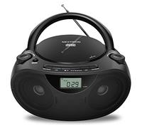 Nextron Reproductor de CD Bluetooth portátil con Sistema de Sonido estéreo de Radio Am/FM, reproducción de CD/MP3/WMA, Puertos USB y AUX, Conector de Auriculares, Pantalla LCD, Funciona con CA/CC