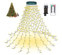 Nextronix Luces Arbol Navidad 400LED, 2.5m x 16 Cadena de Luces IP44 Impermeable Guirnalda Luces Exterior con 8 Modos, Luz Navideña para Exterior, Interior, Arbol de Navidad (Blanco Cálido)