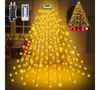 Nextronix Luces Arbol Navidad con Anillos Brillantes, 2.5m x 12 Cadena de Luces 320LED, IP44 Impermeable Guirnalda Luces Exterior con 8 Modos, Luz Navideña para Exterior, Interior, Arbol de Navidad
