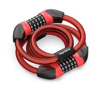 NextSeal Candado Patinete Eléctrico, Candado Bicicleta Combinación de 5 Dígitos, 12MM Cerradura de Doble Cable, Antirrobo de Bicicleta para Scooter, Bici, Moto, 105CM (Rojo puro)