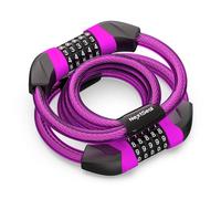 NextSeal Candado Patinete Eléctrico, Candado Bicicleta Combinación de 5 Dígitos, 12MM Cerradura de Doble Cable, Antirrobo de Bicicleta para Scooter, Bici, Moto, 105CM (Magenta)