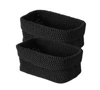 Nexum 2 cestas de almacenamiento para baño de ganchillo, 21 x 15,5 x 13 cm, color negro, para toallas de invitados, cestas de almacenamiento para cocina, baño, estantes, pan, caja organizadora de