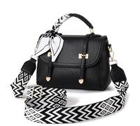 Nexum Bolsos cruzados de cuero vegano para mujer, bolsos pequeños de diseño con asa superior y correa ancha, Black