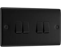 Nexus - Interruptor cuádruple (metal, 20 A, 16 Ax, 2 vías), color negro mate