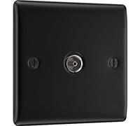 Nexus - Toma de corriente para antena coaxial de TV o FM (metal), color negro mate