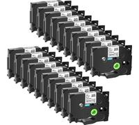 NexusDrive 20pk de 12 mm Black en Etiquetas Blancas Cinta Compatible con TZ TZE-231 Lamined Lamined Ribbon Fit PT-1000 PT-D200