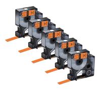 NexusDrive 5 10PK 9mm 12mm 19mm Compatible con Ind A18444 S0718600 Cintas de Etiquetas Reemplazo de Cintas para 1000 4200 6000(5PK Black on Orange)