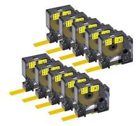 NexusDrive 5 10PK 9mm 12mm 19mm Compatible con Ind A18444 S0718600 Cintas de Etiquetas Reemplazo de Cintas para 1000 4200 6000(10PK Black on Yellow)