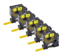 NexusDrive 5 10PK 9mm 12mm 19mm Compatible con Ind A18444 S0718600 Cintas de Etiquetas Reemplazo de Cintas para 1000 4200 6000(5PK Black on Yellow)