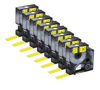 NexusDrive 5 10PK 9mm 12mm 19mm Compatible con Ind A18444 S0718600 Cintas de Etiquetas Reemplazo de Cintas para 1000 4200 6000(8PK Black on Yellow)